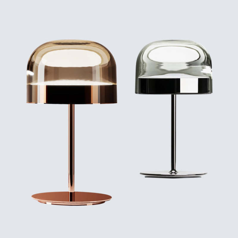 Hailie Mushroom Table Lamp. Rose Gold and Black Minimalist Design