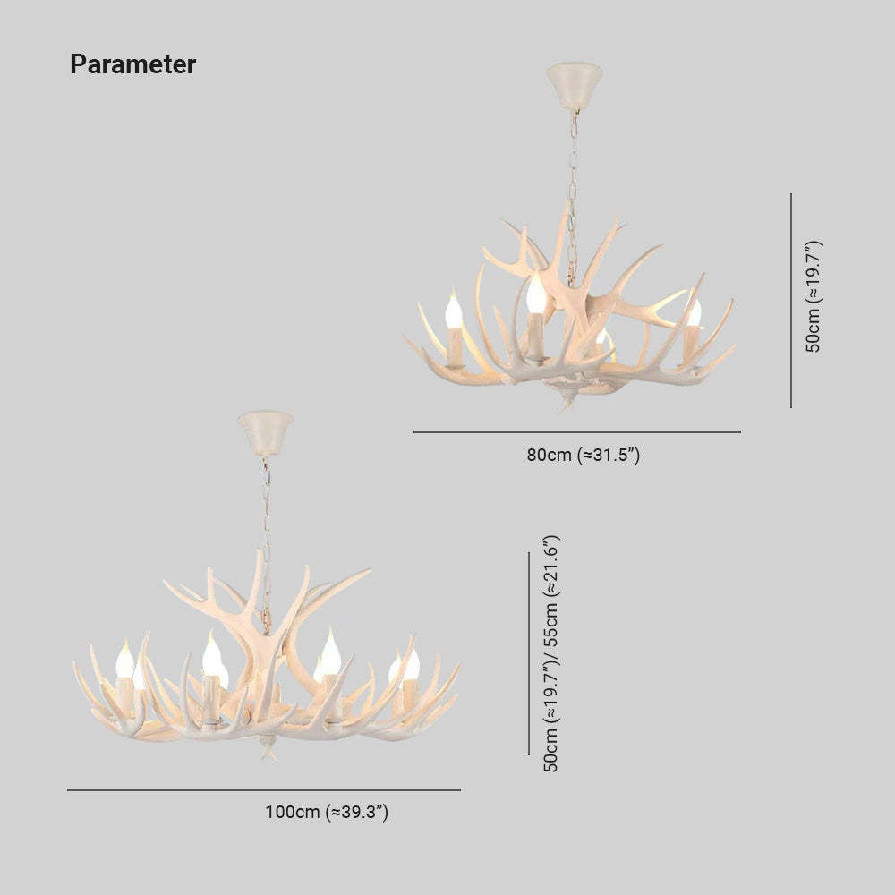 Austin Deer Horn Chandelier Dimensions