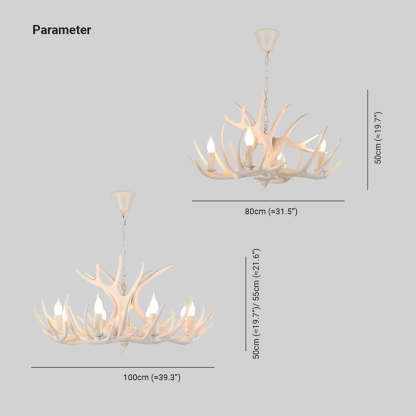 Austin Deer Horn Chandelier Dimensions