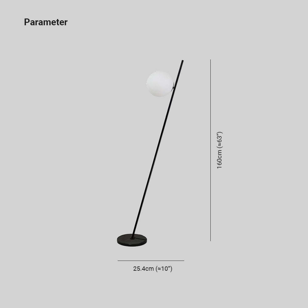 Valentina Floor Lamp Dimensions, Orb Shade and Black Metal
