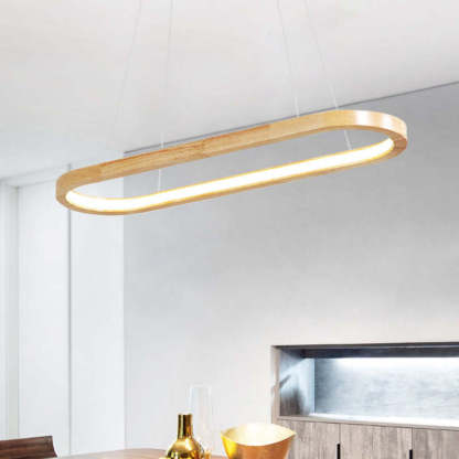 Oval wood pendant light for modern dining room lighting