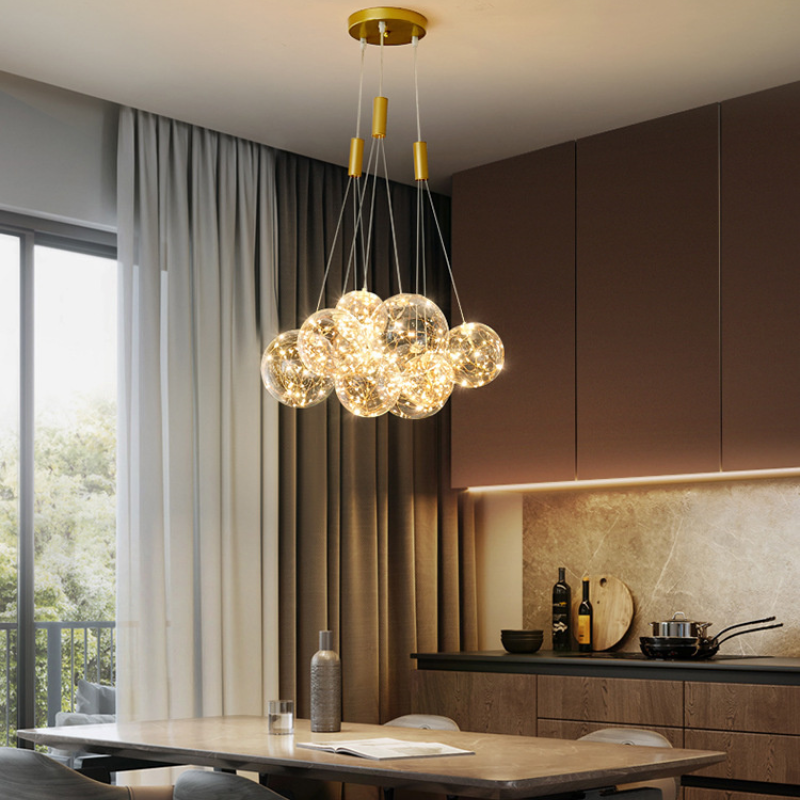 Valentina LED glass globe pendant light over dining table