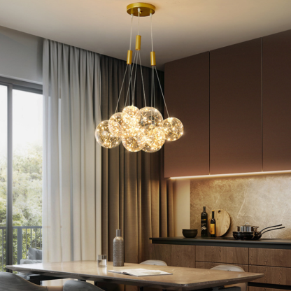 Valentina LED glass globe pendant light over dining table