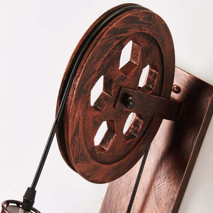 Alessio Retro Bronze Pulley Wall Lamp Detail