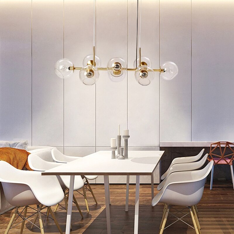 Valentina glass pendant light over dining table Valentina Modern Glass Globe Bubble Pendant Light Living Room