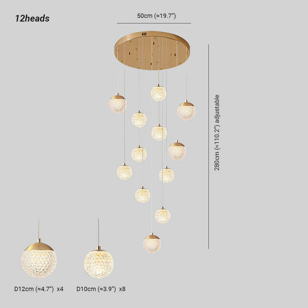 Jibril pendant light dimensions, Lassola, gold finish