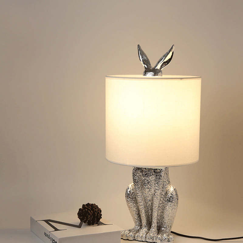 Silver Rabbit Table Lamp with Shade, Las Sola
