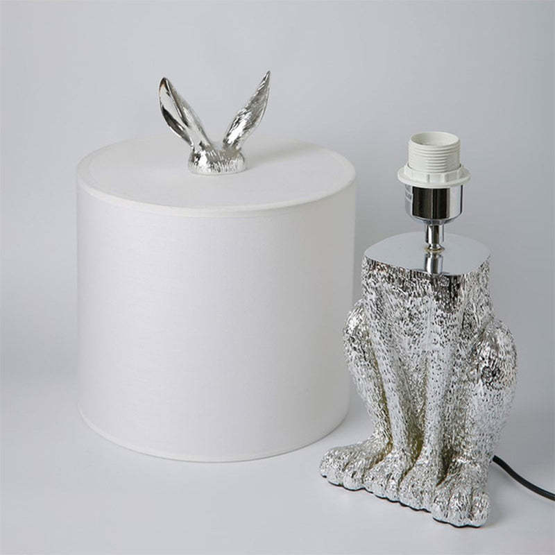 Silver rabbit table lamp with white shade by Las Sola