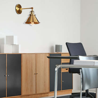 Gold Cone Wall Lamp: Vintage Industrial Lighting