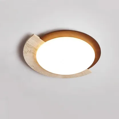 Travertine Wood and Acrylic Ceiling Lamp