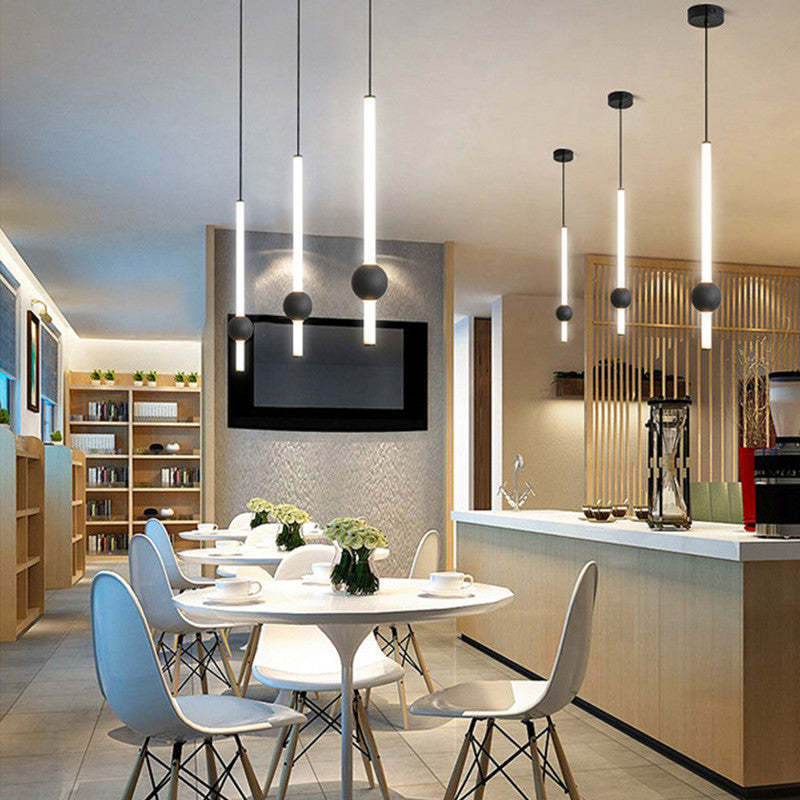 Carr Linear Pendant Lights in Modern Cafe