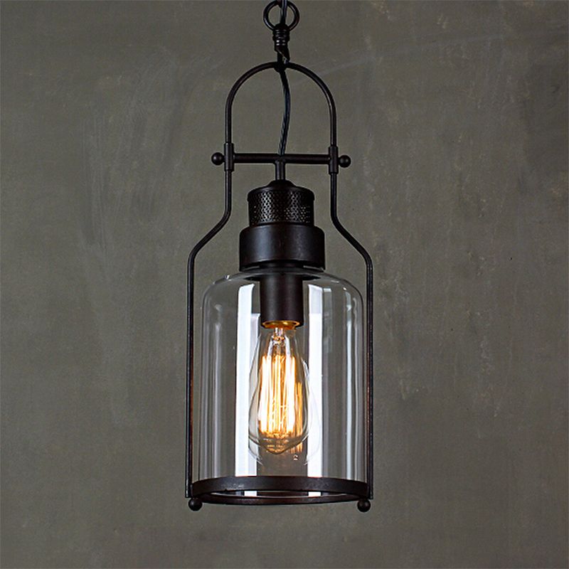 Rustic Austin pendant light with clear glass shade