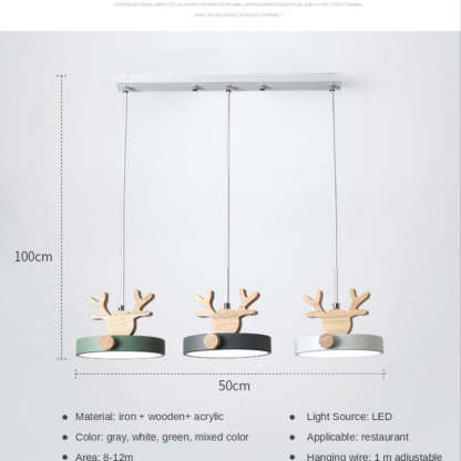 Morandi Deer Pendant Light dimensions. Modern chandelier lighting