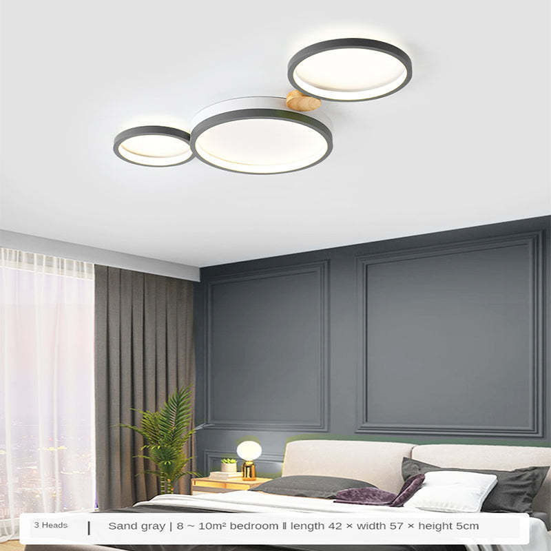 Sienna Round Flush Mount Ceiling Light in Bedroom, Sand Gray