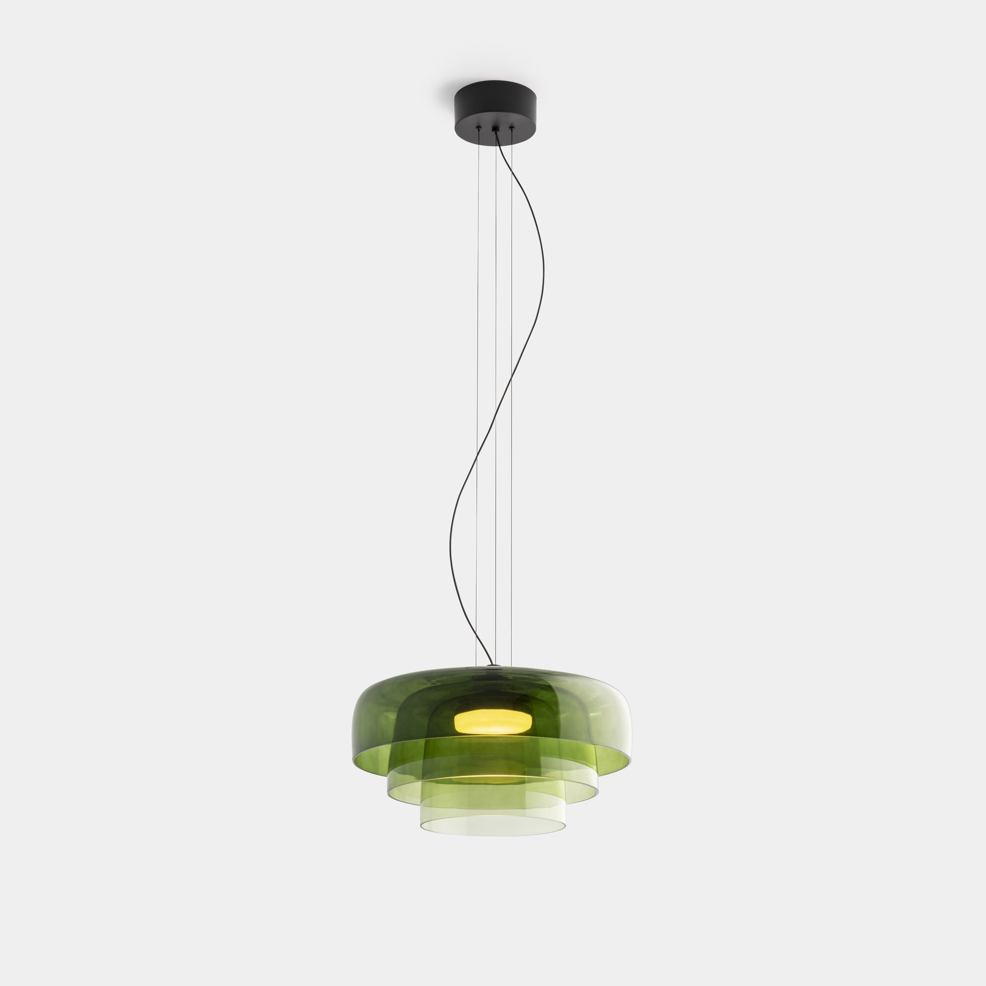 Green Morandi pendant light, modern glass lighting fixture, Lassola lighting.