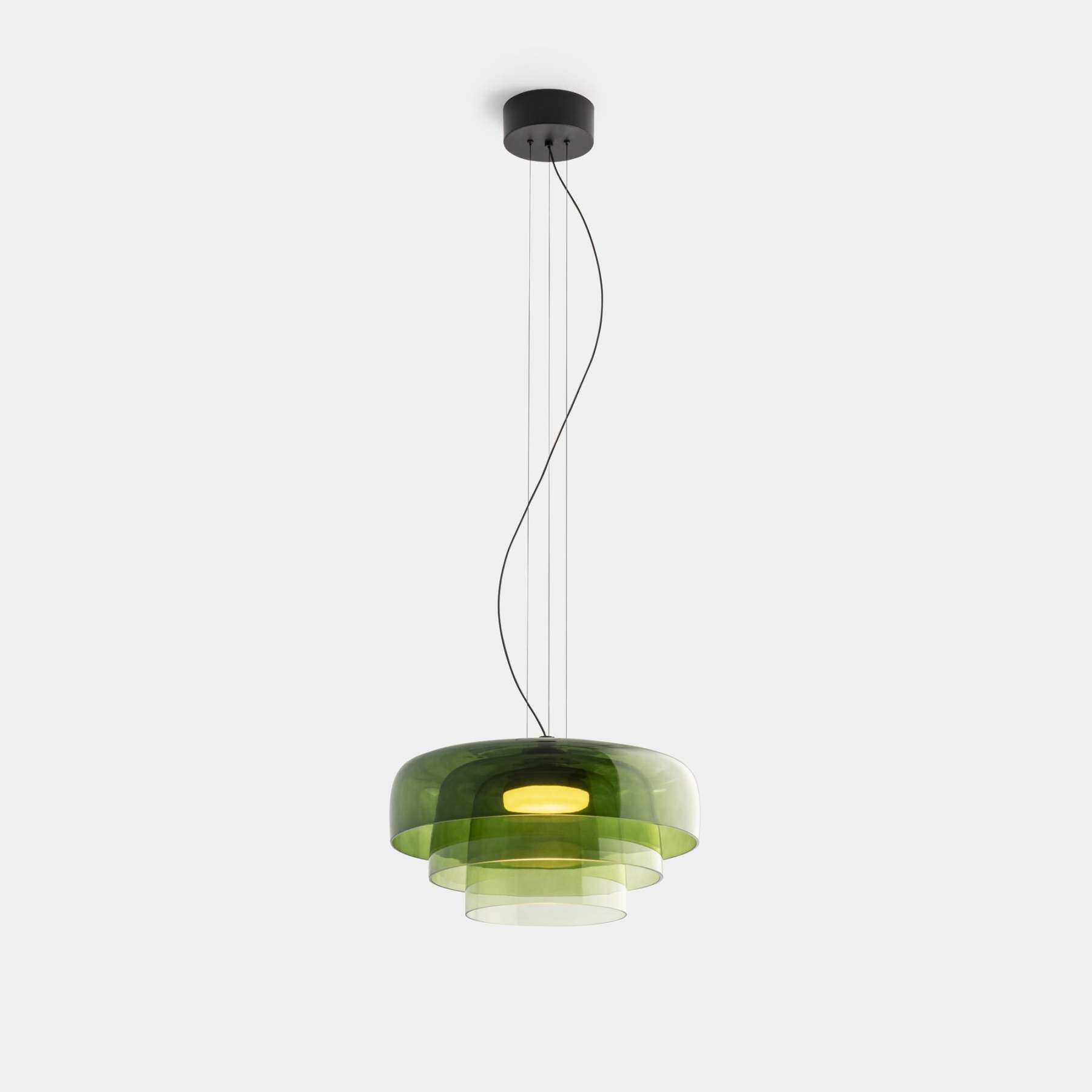 Green Morandi pendant light, modern glass lighting fixture, Lassola lighting.
