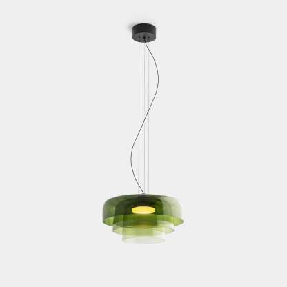 Green Morandi pendant light, modern glass lighting fixture, Lassola lighting.