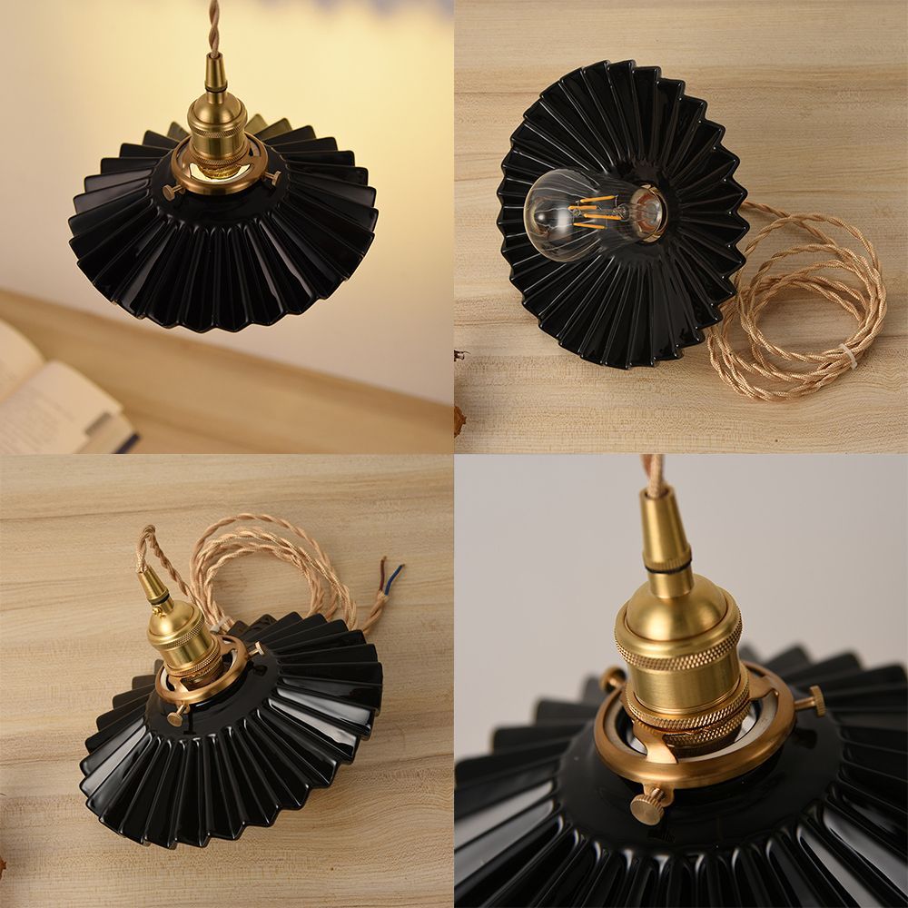 Alessio Pendant Light - Black Metal & Brass Fixture