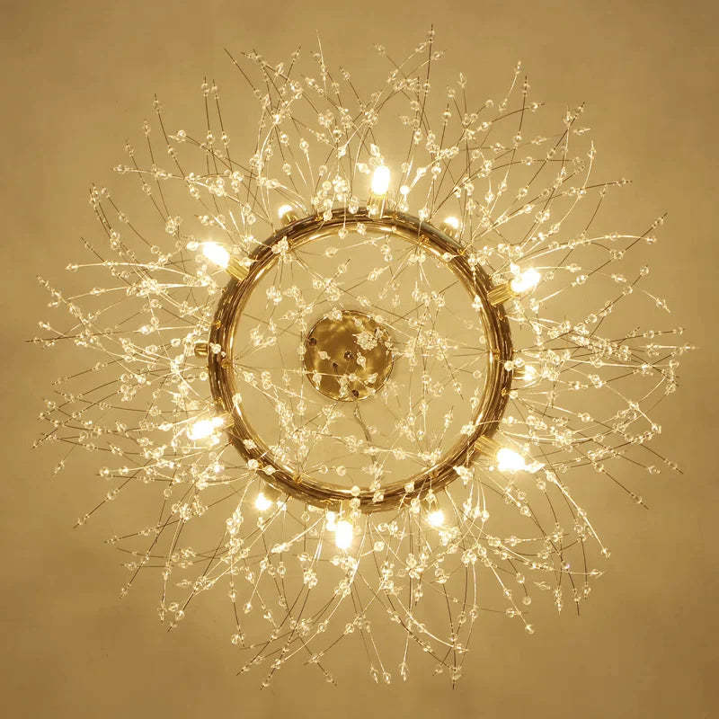 Lily Modern Dandelion LED Pendant Light Metal Crystal Bedroom Living Room