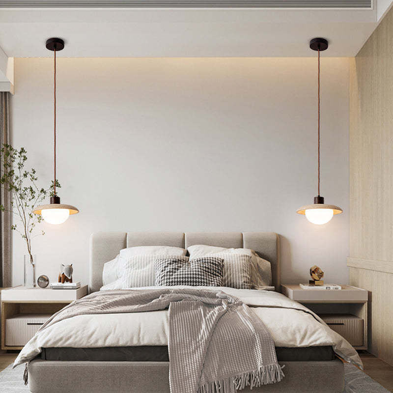Hailie Wabi-Sabi pendant lights above bed