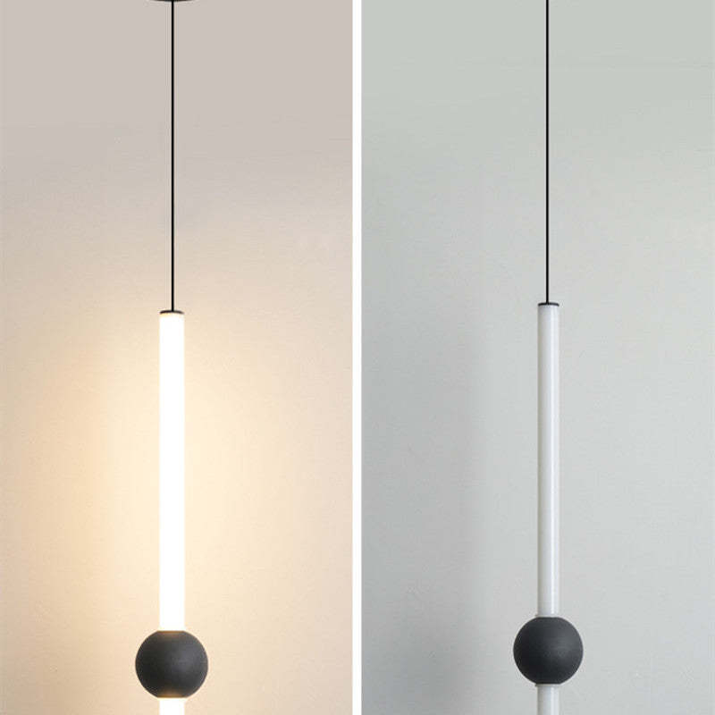 Carr Pendant Light: Black & White Minimalist Linear Globe Lamp