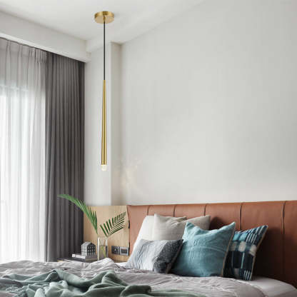 Carr pendant light in modern bedroom setting.