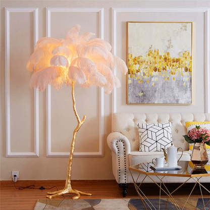 O'Moore Nordic Luxury Unique Ostrich Feather Floor Lamp/Table Lamp