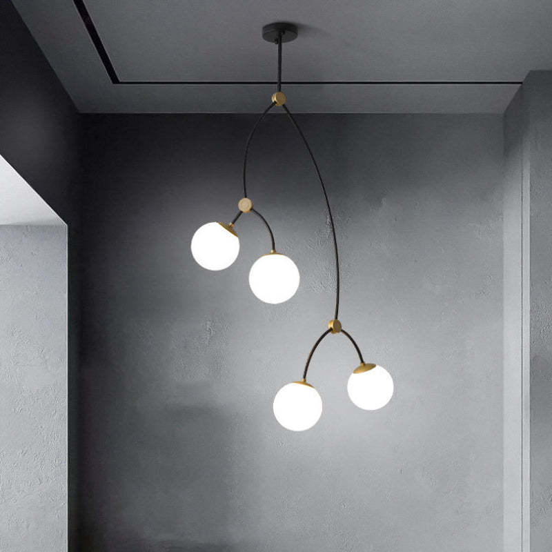 Valentina chandelier, minimalist lighting fixture, glass globes