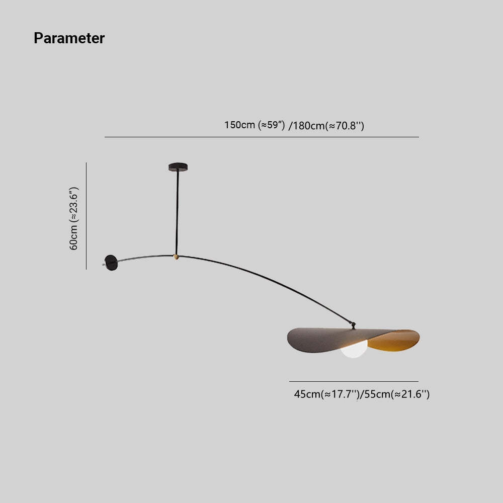 Cairns pendant lamp dimensions: 60cm, 150-180cm, 45-55cm.