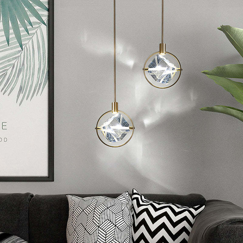 Modern Kristy crystal pendant lights over sofa