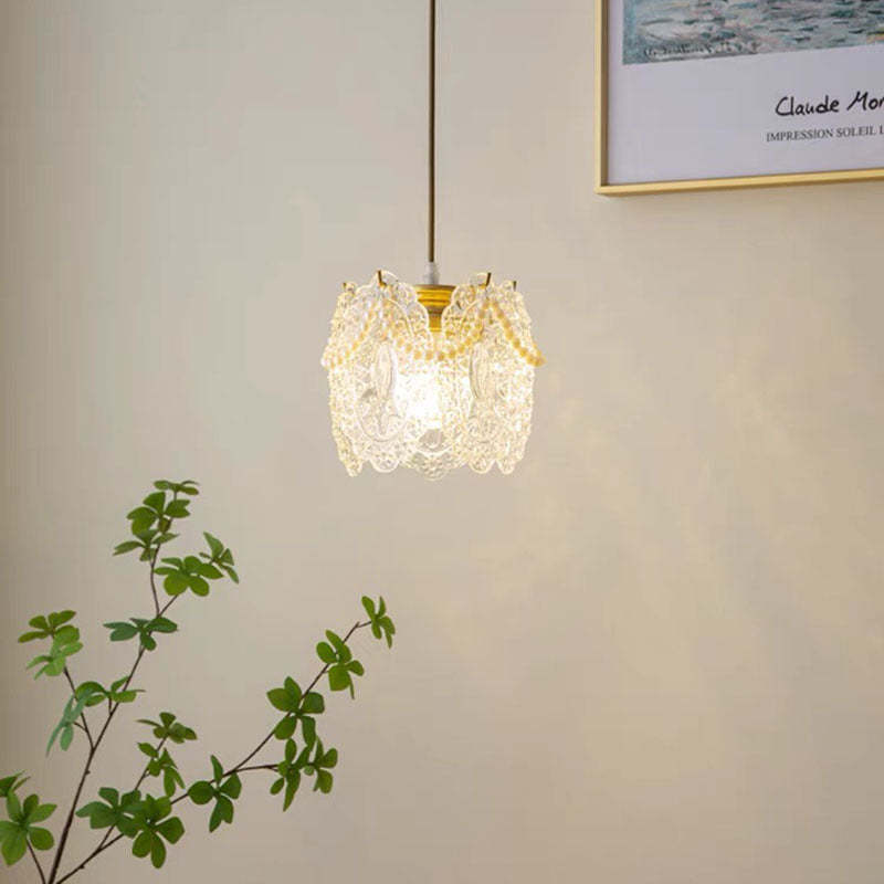 French style Lacey Flower Pendant Light illuminated
