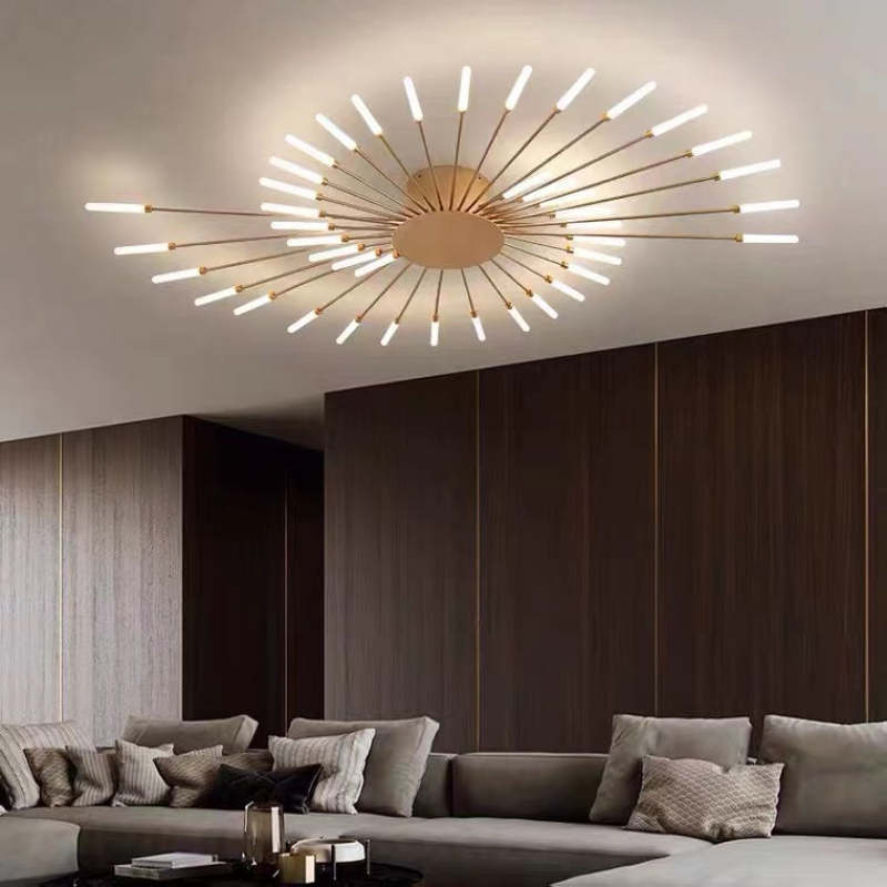 Gold Lowry Fireworks Ceiling Light in Living Room