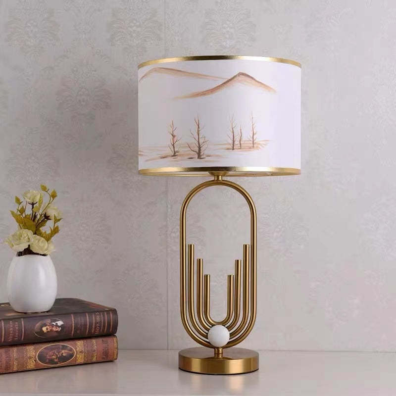 Sano Table Lamp with Gold Frame, Bedroom Decor