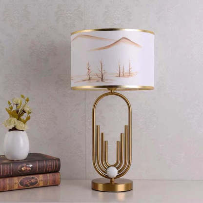 Sano Table Lamp with Gold Frame, Bedroom Decor