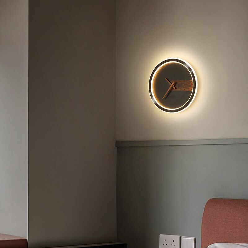 Nielsen Modern Clock Design Wall Lamp, bedroom setting