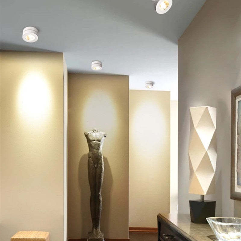 Modern white flush mount ceiling lights in hallway