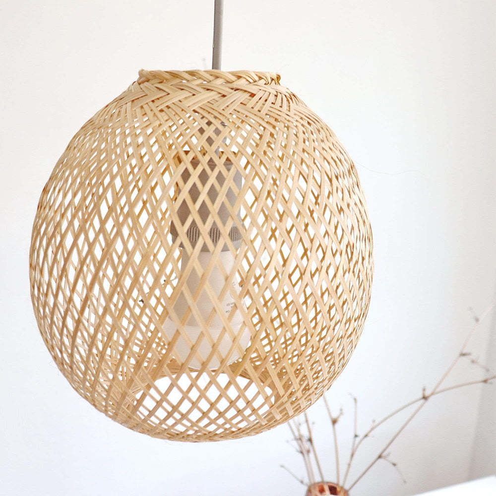 Muto Round Bamboo Pendant Light - Modern Bohemian Decor