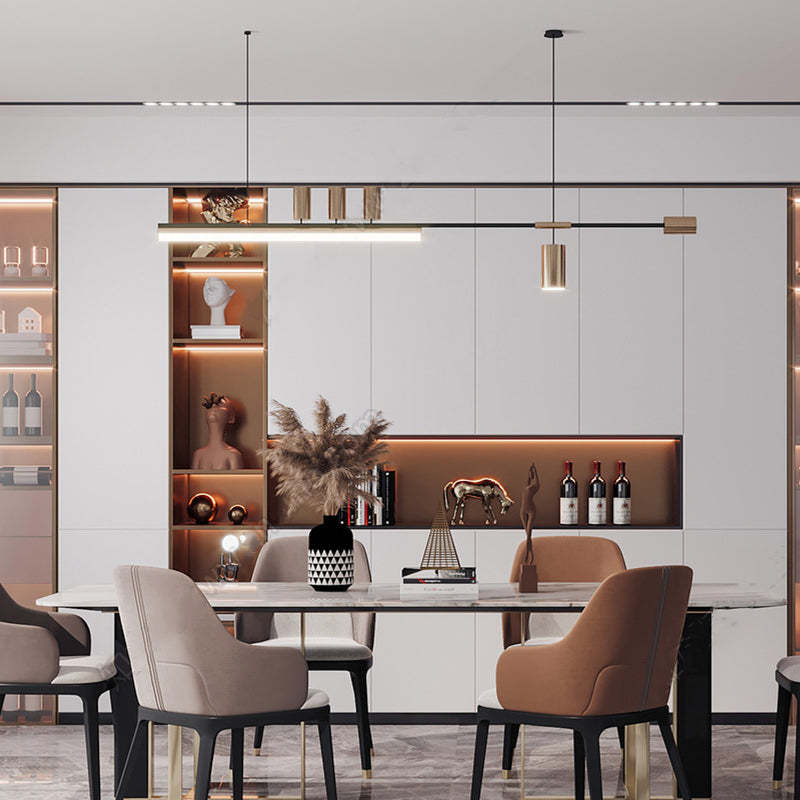 Modern minimalist dining room with Edge pendant light