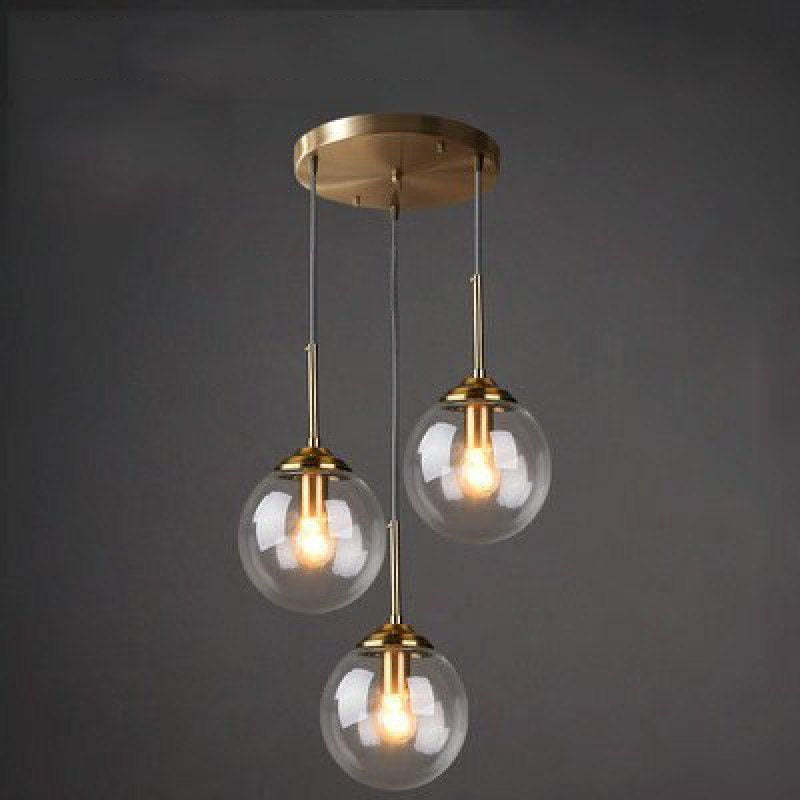 Valentina pendant light with three clear glass ball shades