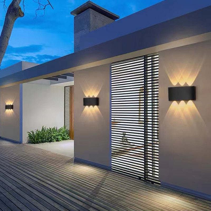 Modern outdoor wall lighting on patio