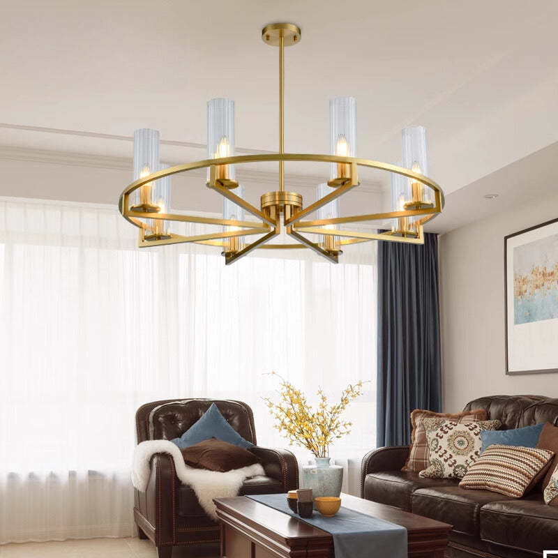 Arisha brass pendant light in living room