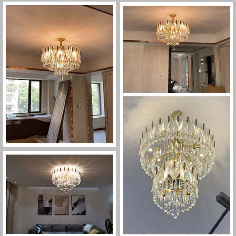 Marilyn Feather Crystal Chandelier in various room settings