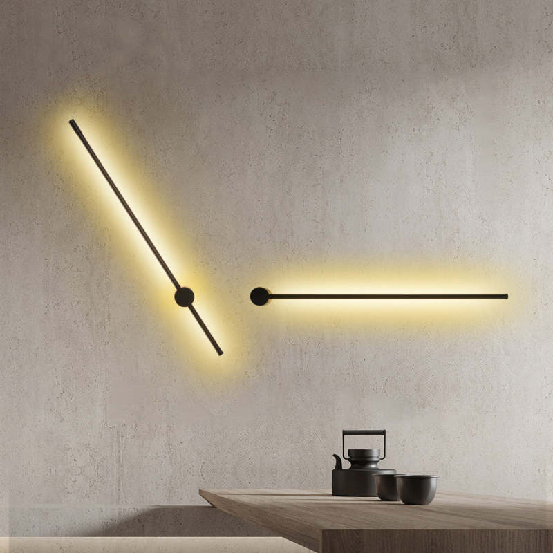 Minimalist black LED wall reading lamps, modern interior lighting