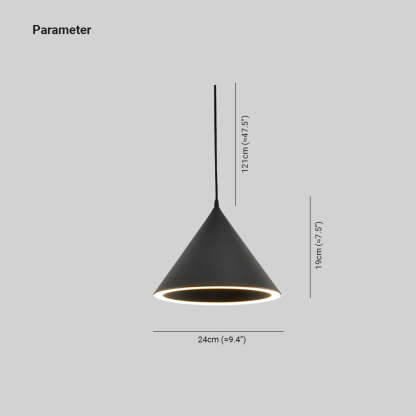 Morandi black funnel pendant light dimensions for living room