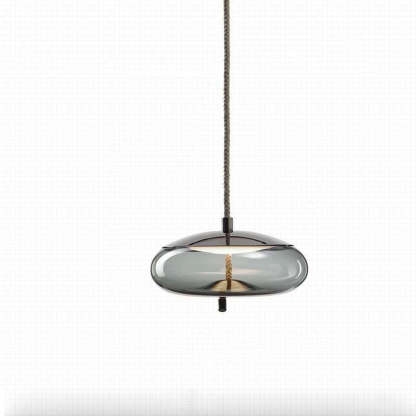 Valentina LED Pendant Light, gray glass and rope detail