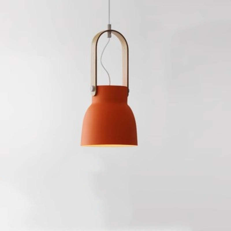 Morandi Pendant Light - Orange Metal and Wood Design