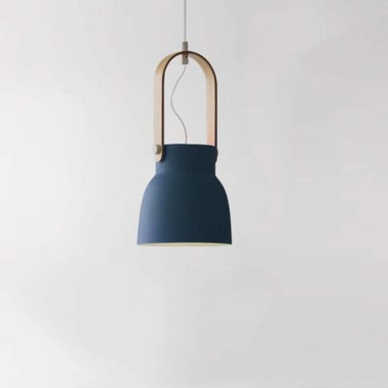 Blue Morandi Pendant Light with Wooden Handle