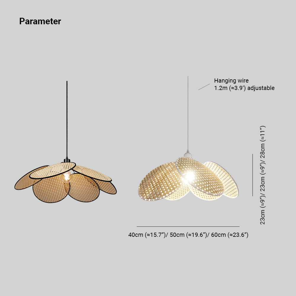 Ritta Willow Rattan Pendant Lamp dimensions