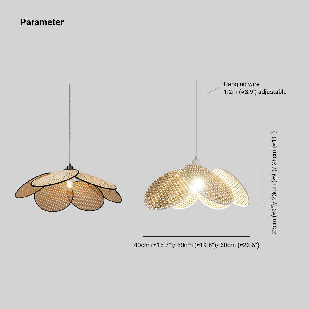Ritta Willow Rattan Pendant Lamp dimensions