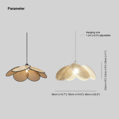 Ritta Willow Rattan Pendant Lamp dimensions